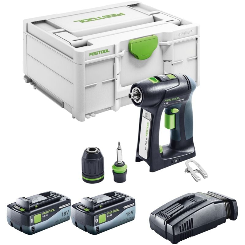 C 18 Basic Perceuse-visseuse sans fil 18 v 45 Nm Brushless + 2x batterie 8,0 Ah + chargeur rapide + Systainer - Festool