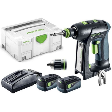 Festool C 18 Li 5,2-Plus 18v Drill Driver 2 x 5.2As Batteries & TCL Charger in SYS-2 574740