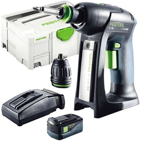 Festool C 18 Li-Basic 18v Drill Driver 1x5.2As TCL Charger in SYS-2