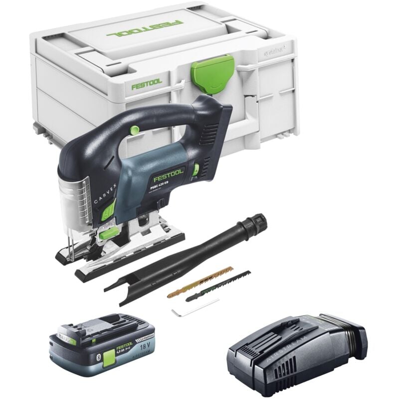Carvex psbc 420 EB-Basic Scie sauteuse pendulaire sans fil 18 v 120 mm Brushless + 1x batterie 4,0 Ah + chargeur rapide + Systainer - Festool