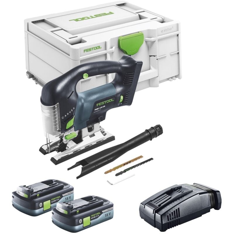 Carvex psbc 420 EB-Basic Scie sauteuse pendulaire sans fil 18 v 120 mm Brushless + 2x batterie 4,0 Ah + chargeur rapide + Systainer - Festool