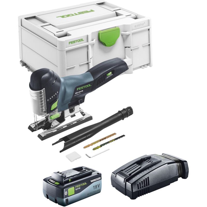 Carvex psc 420 EB-Basic Scie sauteuse pendulaire sans fil 18 v 120 mm Brushless + 1x batterie 8,0 Ah + chargeur rapide + Systainer - Festool