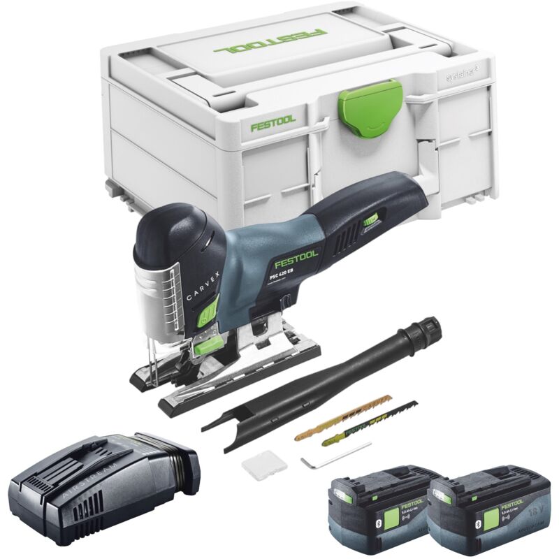Carvex psc 420 EB-Basic Scie sauteuse pendulaire sans fil 18 v 120 mm Brushless + 2x batterie 5,0 Ah + kit de charge rapide + Systainer - Festool
