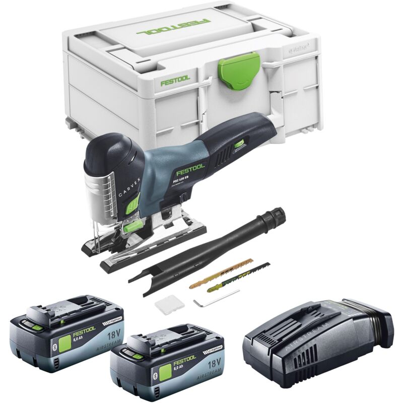 Carvex psc 420 EB-Basic Scie sauteuse pendulaire sans fil 18 v 120 mm Brushless + 2x batterie 8,0 Ah + chargeur rapide + Systainer - Festool