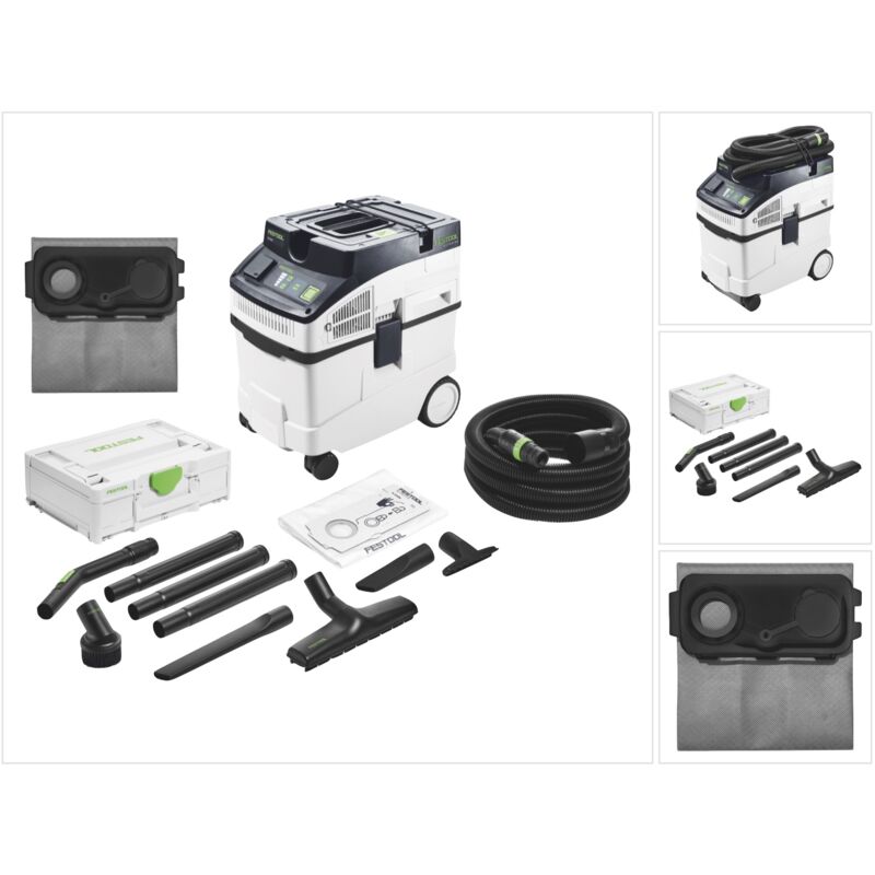 Cleantec ct 25 e Aspirateur mobile 1200 w 25 l ( 577498 ) + rs-st d 27/36-Plus Kit de nettoyage ( 577257 ) + LL-FIS-CT25 Longlife Sac filtrant (