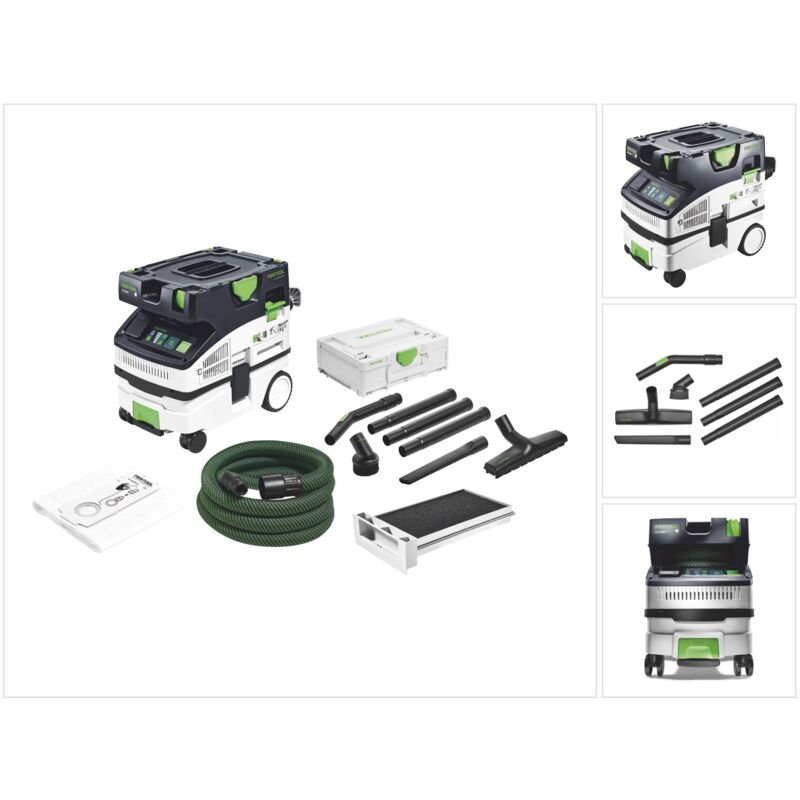 Ctl mini i cleantec aspirateur mobile 10 l classe de poussière l + filtre humide + 6x sac à filtre + kit de nettoyage rs-st d 27/36-Plus dans