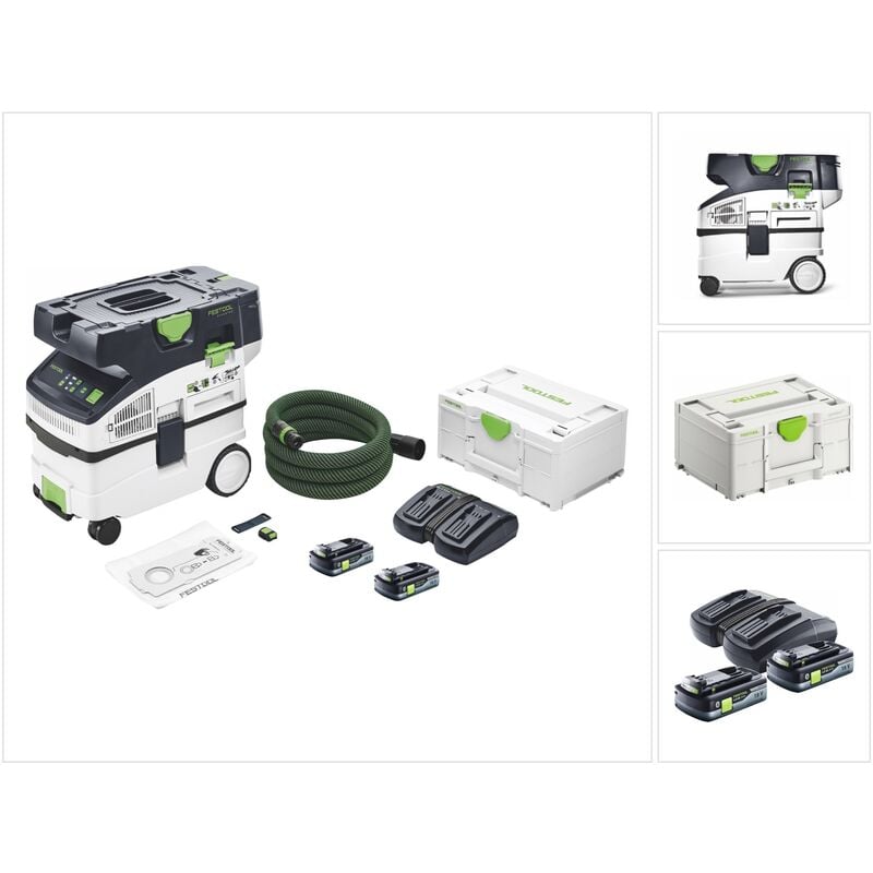Ctlc midi Aspirateur sans fil 36 v ( 2x 18 v ) classe de poussière l + 2x batterie 4,0 Ah + chargeur + Systainer - Festool