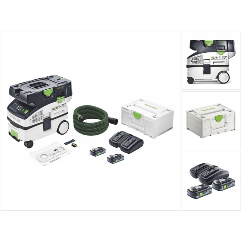 Ctlc mini I-Basic aspirateur sans fil 36 v ( 2x 18 v ) classe de poussière l + 2x batterie 4,0 Ah + chargeur + Systainer - Festool