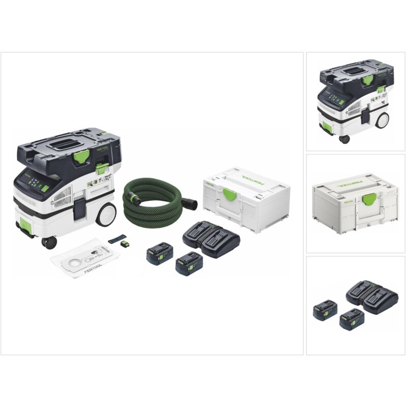 Ctlc mini I-Basic Aspirateur sans fil mobile 36 v ( 2x 18 v ) classe de poussière l + 2x batterie 5,0 Ah + chargeur double + Systainer - Festool
