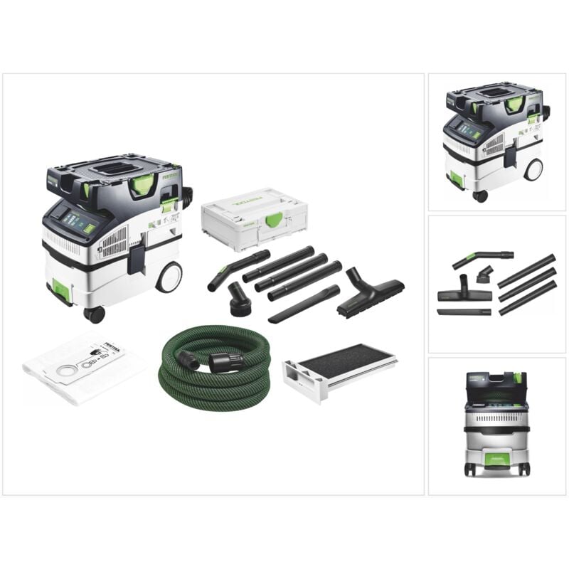 Ctm midi i cleantec aspirateur mobile 15 l classe de poussière m + 1x filtre humide + 5x sac à filtre + kit de nettoyage rs-st d 27/36-Plus dans