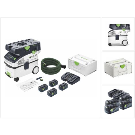 Festool CTMC MIDI I-Plus Akku Absaugmobil 36 V ( 2x 18 V ) Staubkl. M ( 577672 ) + 4x Akku 5,0 Ah + Doppelladegerät + Systainer