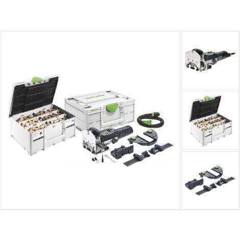 Festool DF 500 Q-Set Dübelfräse 420 Watt 4 - 10 mm + Leistenanschlag + Queranschlag + 1060 tlg. DOMINO Dübel Buche Sortiment + Systainer