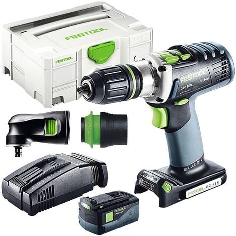 Festool DRC 18/4 18V Drill Driver With 1 x 5.2As Battery & SCA Charger + Attachment in Case