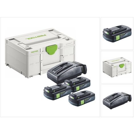 Festool Energie Set 3x BP 18 Li 3,0 C Akku 18 V 3,0 Ah / 3000 mAh Li-Ion ( 3x 577658 ) + TCL 6 Ladegerät ( 201135 ) + Systainer