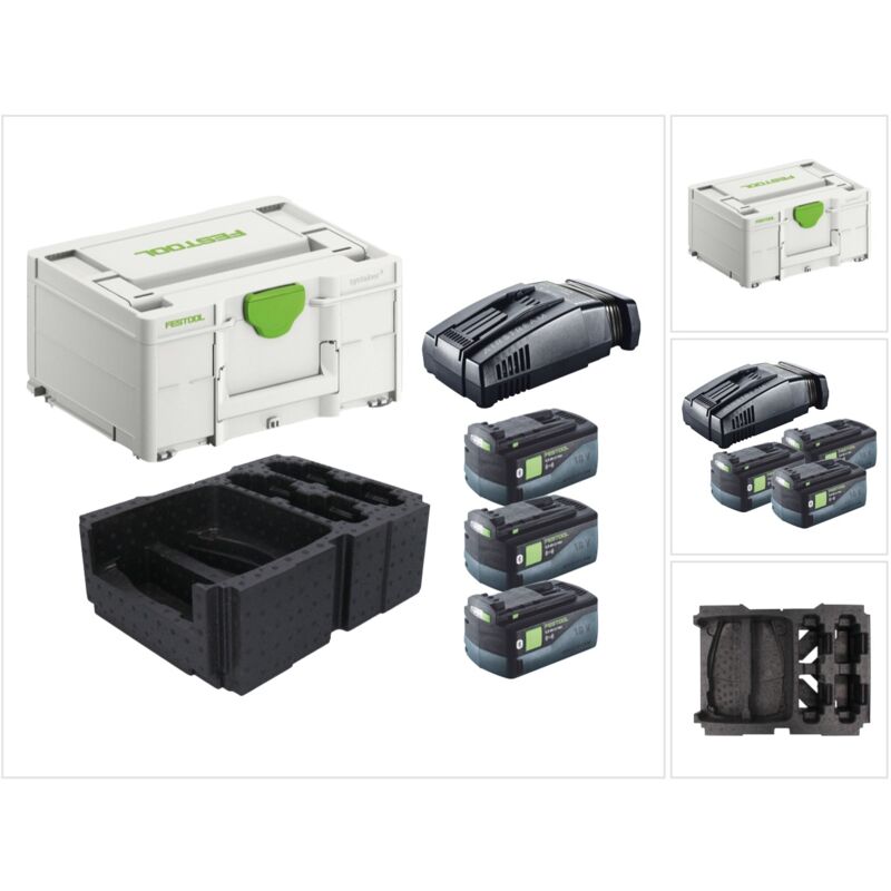 Festool - Energie Set 3x bp 18 Li 5,0 asi eu Pack de batteries 18 v 5,0 Ah ( 3x 577660 ) + sca 16 chargeur rapide 10,8 v - 18 v ( 576953 ) + Systainer