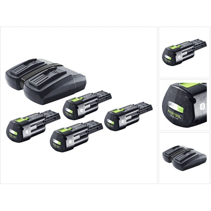 Festool - Energie Set 4x bp 18 Li 3,0 Ergo i Batterie 18 v 3,0 Ah / 3000 mAh Li-Ion ( 4x 577704 ) + tcl 6 duo chargeur double ( 577017 )