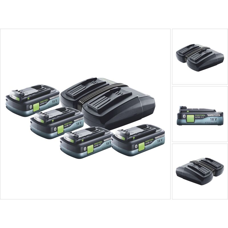 Energie Set tcl 6 duo Double chargeur rapide 10,8 v - 18 v ( 577017 ) + 4x bp 18 Li 4,0Ah hpc-asi bloc batterie HighPower ( 4x 205034 ) - Festool