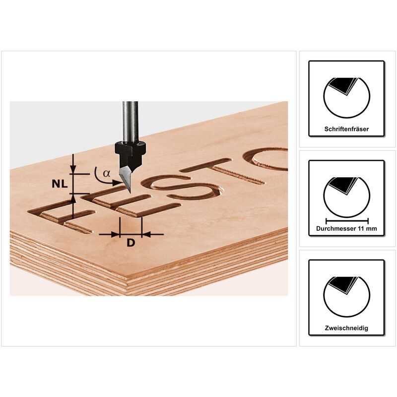 Festool Fraises à écrire HS S8 D11/60° 11 mm diamètre 8 mm queue ( 491002 )