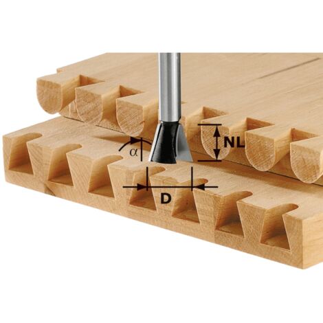Festool – Fraise à queue d'aronde HS S8 D13,8/13,5/15° – Pour assemblages traditionnels – Pour bois dur – 490991