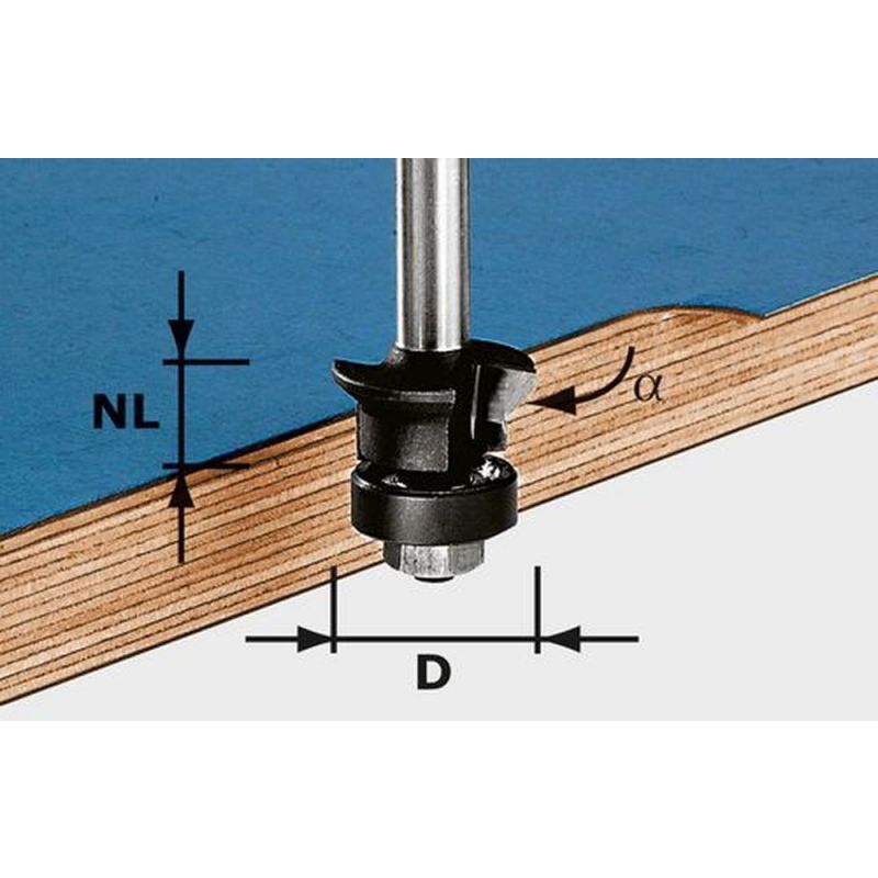 

Festool Fresa de bisel y enrasado HW S8 D24/0° +45°