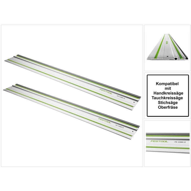 Festool - fs 1080/2 Rail de guidage 1080 mm, pour scies à main, scies plongeantes et scies sauteuses / défonceuse, 2 pcs. (2x 491504)