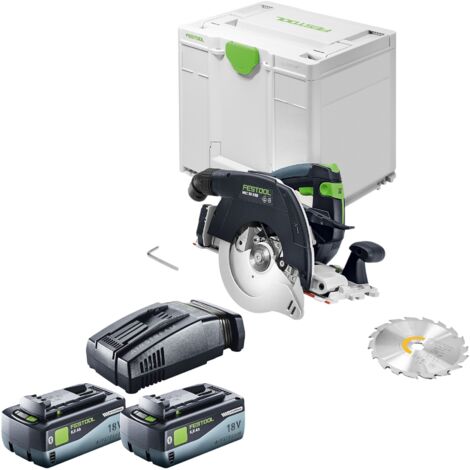 Festool HKC 55 KEB-Basic Akku Handkreissäge 18 V 160 mm Brushless + 2x Akku 8,0 Ah + Ladegerät + Systainer