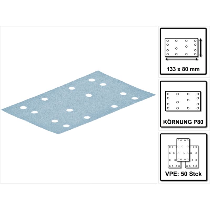 

Festool Hoja de lijar STF 80x133 P80 GR/50 Granat ( 497119 )