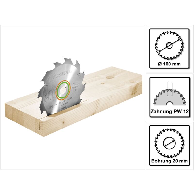 

Hoja de sierra Panther 160 x 20 x 1,8 PW12 ( 500460 ) - Festool