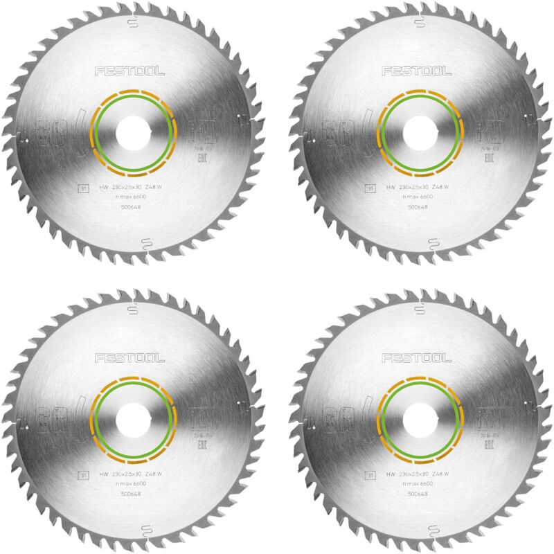 Hw 230x2,5x30 W48 Lame de scie circulaire wood fine cut 4 pces ( 4x 500648 ) 230 x 2,5 x 30 mm 48 dents pour bois massif, panneaux revêtus, panneaux