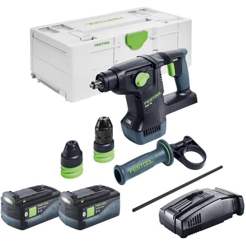 Khc 18 EB-Basic Marteau combiné sans fil 18 v 2,6 j SDS-Plus Brushless + 2x batterie 5,0 Ah + chargeur rapide + Systainer - Festool