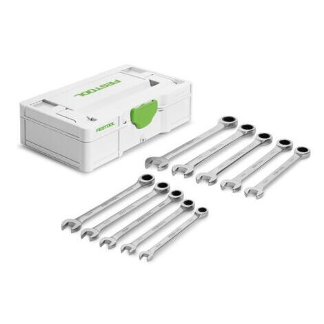 Festool – Kit de clés à cliquet 10 pièces 8-17 mm – Mini-Systainer³ S 76 – Pour serrage rapide – Dimensions 265x171x71 mm - 76-RRS-Set