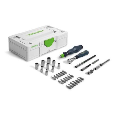 Festool – Malette de rangement SYS3 S 76-1/4' – 37 pièces avec clés à cliquet et embouts – Dimensions 265 x 171 x 71 mm – Pour montage de meubles