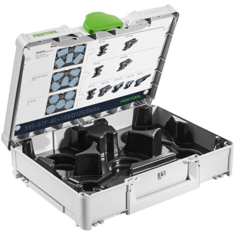 Festool – Malette de rangement Systainer³ SYS-STF-D77/D90/93V – Dimensions 396x296x112mm – 8 compartiments – Calage abrasifs Ø 77/90/93mm – 576784
