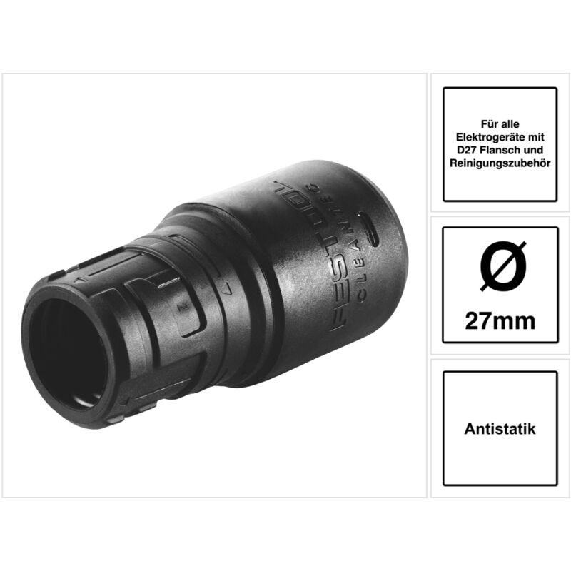 D 27 dm-as/ct Manchon de raccordement 27 mm antistatique ( 202346 ) pour tous les outils électroportatifs avec bride D27 et accessoires de nettoyage