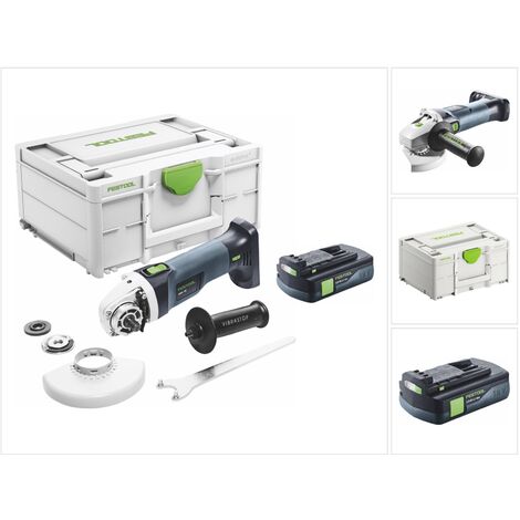 Festool – Meuleuse d'angle sans fil 18V 125mm – Moteur Brushless EC-TEC – Vitesse réglable 4500-8500 min – Avec batterie 3,0 Ah et Systainer - AGC 18-125 EB
