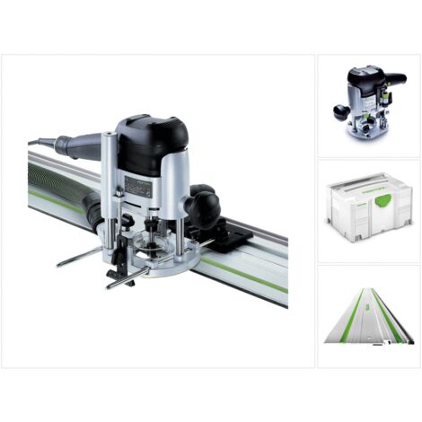 Festool OF 1010 EBQ-SET Défonceuse 1010 W avec boîtier Systainer + Rail de guidage + Accessoires ( 574375 )