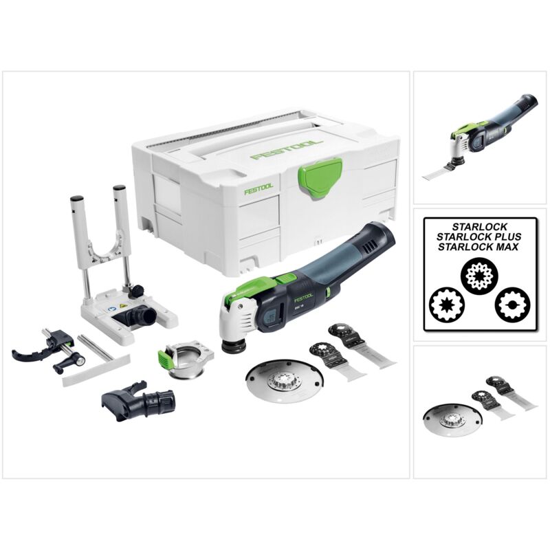Osc 18 Li E-Basic Set Vecturo Outil Oscillant sans fil 18V Brushless StarlockMax Solo + Accessoires + Coffret - sans batterie, sans chargeur (574849)