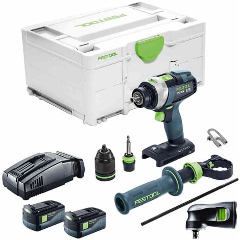 Festool PDC 18/4 18V Drill with 2 x 5.2As Battery & SCA Charger + Attachment in SYS-2 574706