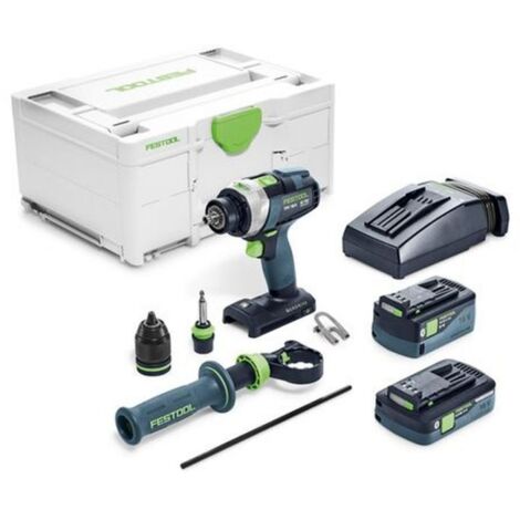 Festool – Perceuse-visseuse à percussion 18V avec 2 batteries 4Ah/5Ah – Moteur EC-TEC sans charbon – Vitesse jusqu'à 3600 tr/min – 577651