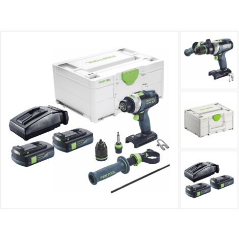 Festool – Perceuse-visseuse à percussion sans fil 18V – Moteur Brushless 75Nm – 4 vitesses – 2 batteries 3,0Ah – Chargeur et Systainer inclus