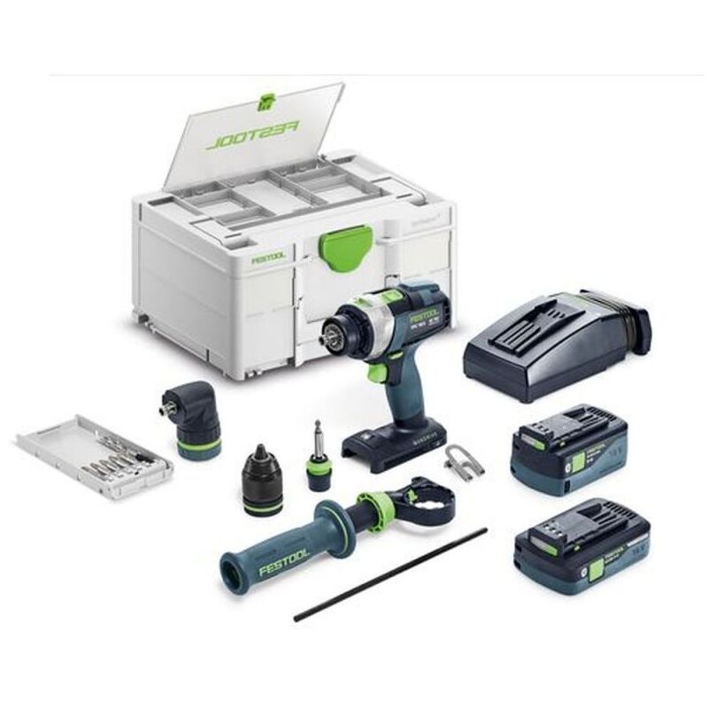 Perceuse-visseuse à percussion sans fil quadrive tpc 18/4 5,0/4,0 I-Set- 577621 - Festool