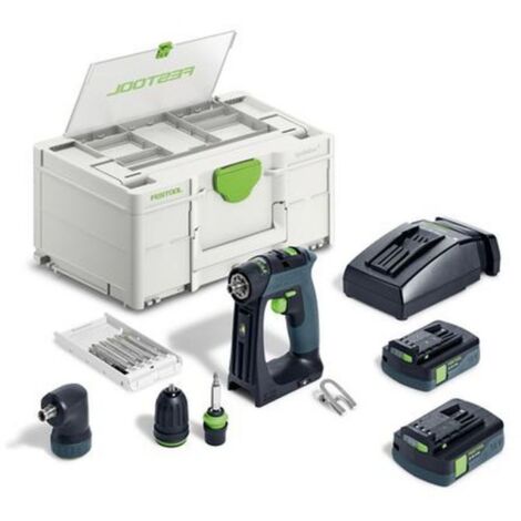 Festool – Perceuse-visseuse sans fil 18V avec 2 batteries 3.0Ah – Moteur EC-TEC sans charbon – Couple max 40Nm pour perçage bois jusqu'à 35mm - CXS 18 C