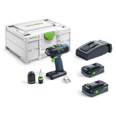 Festool – Perceuse-visseuse sans fil 18V avec 2 batteries 4,0Ah – Moteur EC-TEC sans charbon – Couple max 50Nm – 576446