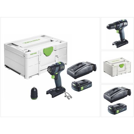 Festool – Perceuse-visseuse sans fil 18V – Moteur Brushless compact – Couple 40Nm pour perçage précis – 1 batterie 3.0Ah et chargeur inclus - 18-Basic