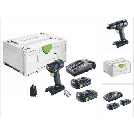 Festool – Perceuse-visseuse sans fil 18V – Moteur Brushless – Couple 40Nm – 2 batteries 3,0Ah – Chargeur et Systainer inclus - 18-Basic
