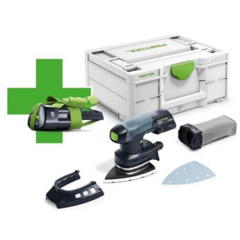 Festool – Ponceuse triangulaire sans fil 18V – 3,1 Ah – Moteur EC-TEC sans balais – Système d'aspiration intégré – Pour surfaces verticales - 400-Basic-ERGO
