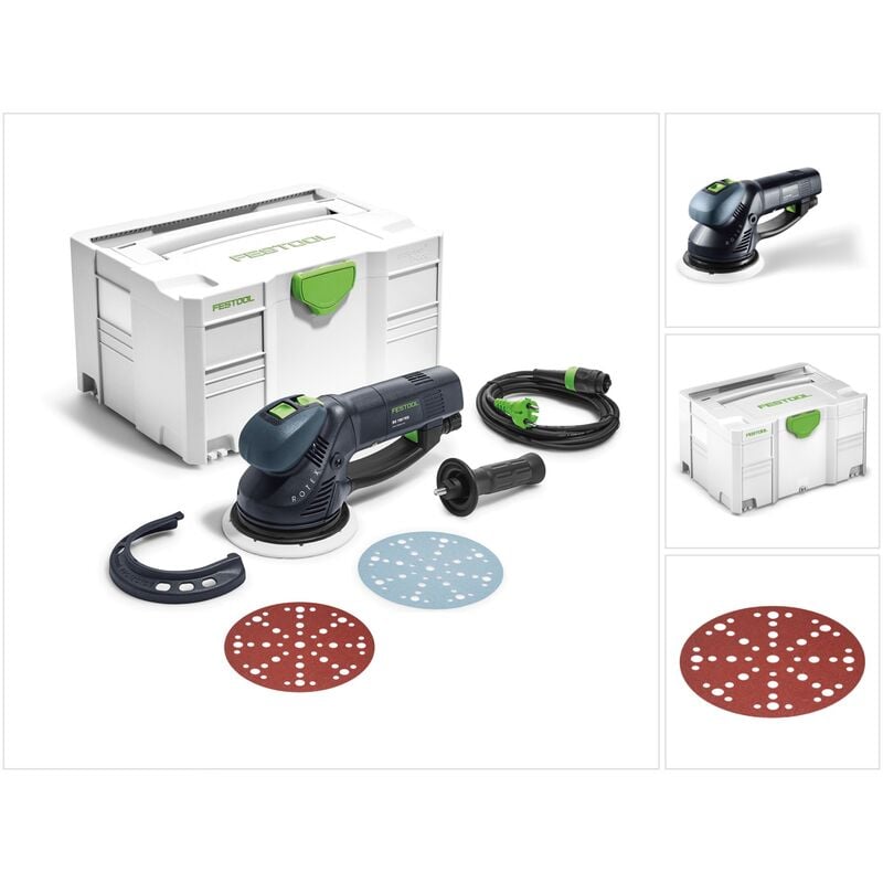 Ro 150 FEQ-Plus rotex Ponceuse roto-excentrique 720W, course 5mm + Coffret Systainer + 50x Abrasifs P40 (571805) - Festool