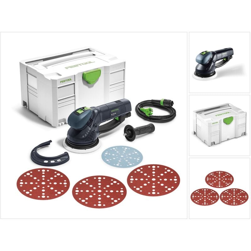 Ro 150 FEQ-Plus rotex Ponceuse excentrique à engrenage 720W 5mm de course ( 571805 ) dans Systainer + 150x disques abrasifs Rubin - Festool