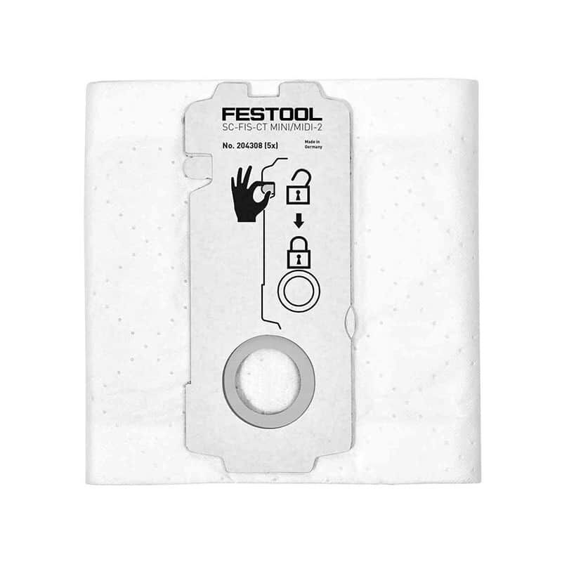 Sac filtre SelfClean sc-fis-ct MINI/MIDI-2/5 Festool 5 pièces - 204308