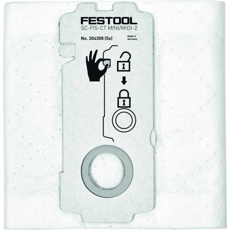 Festool 204308 SC-FIS-CTMINI/MIDI-2/5 SC-FIS-CT MINI/MIDI-2/5 SELFCLEAN Filter Bag 5 pack